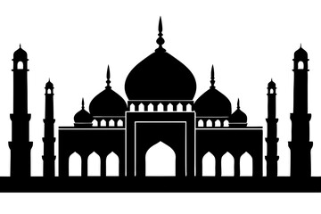 isolated black silhouette of a mosques collection, black silhouette mosque vector illustration