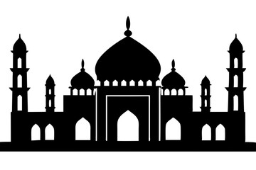 isolated black silhouette of a mosques collection, black silhouette mosque vector illustration