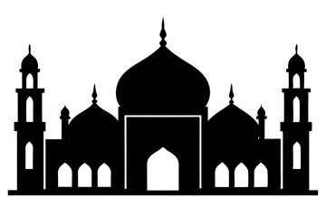 isolated black silhouette of a mosques collection, black silhouette mosque vector illustration