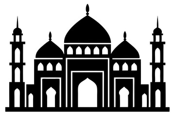 isolated black silhouette of a mosques collection, black silhouette mosque vector illustration