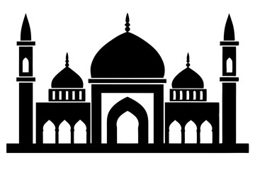 isolated black silhouette of a mosques collection, black silhouette mosque vector illustration