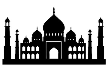isolated black silhouette of a mosques collection, black silhouette mosque vector illustration