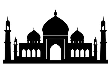 isolated black silhouette of a mosques collection, black silhouette mosque vector illustration