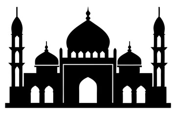 isolated black silhouette of a mosques collection, black silhouette mosque vector illustration