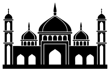 isolated black silhouette of a mosques collection, black silhouette mosque vector illustration