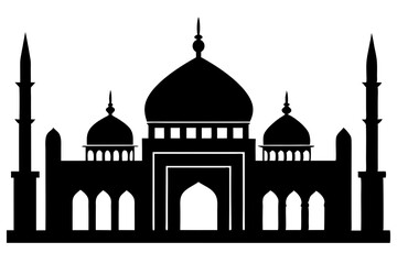 isolated black silhouette of a mosques collection, black silhouette mosque vector illustration
