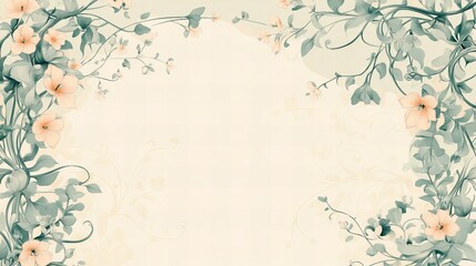 Delicate vintage retro background of old paper texture with romantic Art Nouveau flowers pattern for greeting cards new beautiful stock image illustration AI