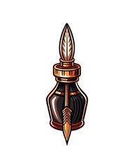 Editable stroke vector of a fountain pen with ink.