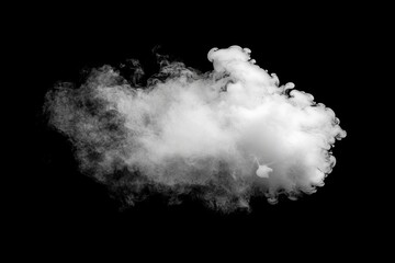 Collection of close-up shots of abstract white steam or smoke. White cloudiness from moisture spray Isolated on a black background, ai