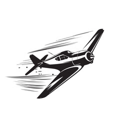 Black and white Small airplane design logo vector isolated on a white background  © Istianah