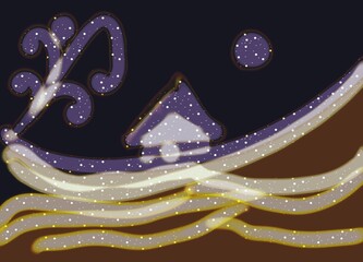 Landscape night lines imaginary world
