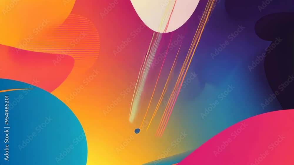 Poster vibrant abstract art creation featuring colorful shapes and dynamic patterns
