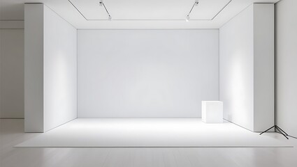 Transform your creative projects with this versatile modern white studio background, perfect for photography, videography, and digital design. The studio features a spacious, minimalist layout with a 
