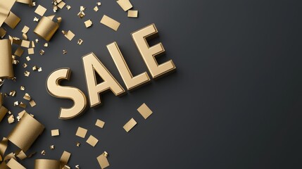 Black Friday golden "SALE" sign, elegant festive background, 3D illustration