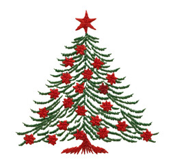 Obraz premium PNG Christmas embroidery pattern tree.