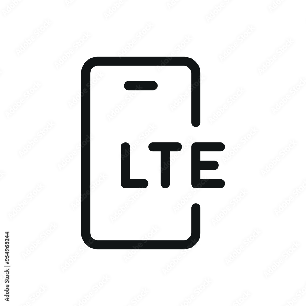 Poster lte mobile network isolated icon, mobile phone with lte network signal vector symbol with editable s