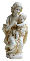 Fototapeta premium Mother and child in serene sculpture isolated on transparent background