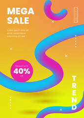 Gradient Fashion Sale A4 Poster Template with Abstract Fluid Background and Vibrant Colors 2