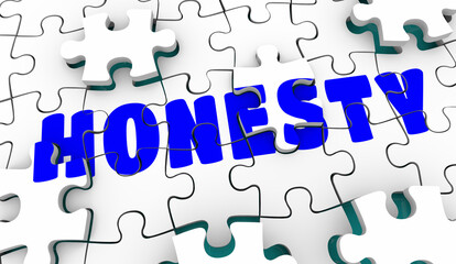 Honesty Puzzle Pieces Be True Sincere Have Integrity 3d Illustration