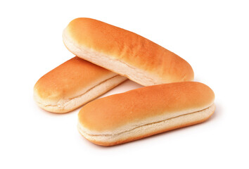 Three whole hot dog buns