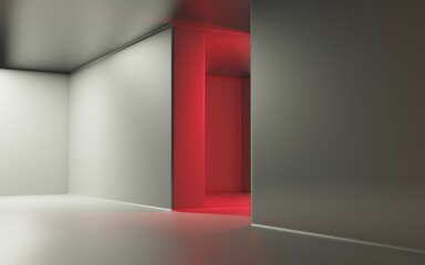 3d render of a liminal space industrial empty room