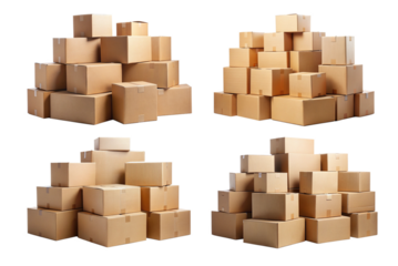 Set of stack of cardboard boxes png