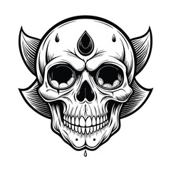 Skull and Crossbones Icon on Black and White Vector Backgrounds