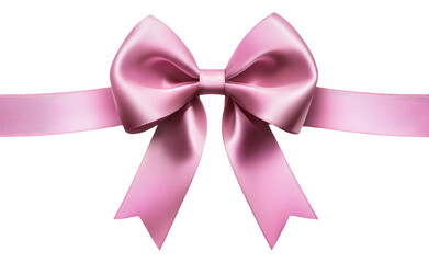Elegant pink satin gift wrap bow isolated on transparent background