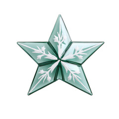 Fototapeta premium Glass Christmas star with frosted edges and a delicate snowflake pattern on a transparent background 