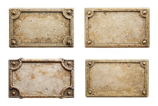 Set of old stone sign plate png