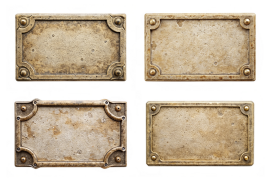 Set of old stone sign plate png
