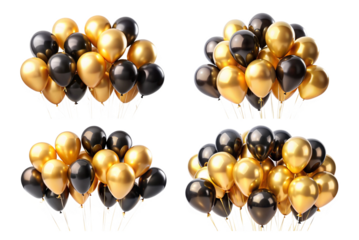 Set of golden and black balloons png