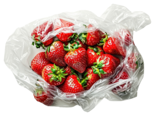 PNG  Plastic wrapping over a rotten strawberries strawberry fruit plant.