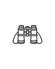 Editable stroke vector of a pair of binoculars with a strap.