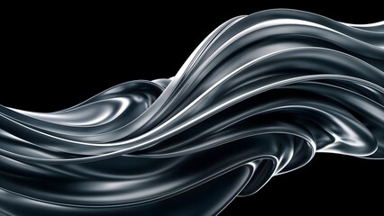 Obraz premium Isolated sculpture representing a water wave made of metal on black background