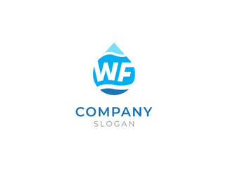 WF water logo icon. Letter W, water, oil, drop and wave vector design	