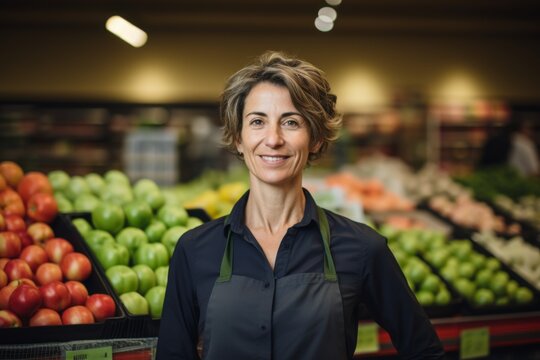 Portrait of a smiling female grocery store manager