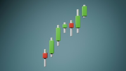 Stock Chart , Bullish , 3D illustration