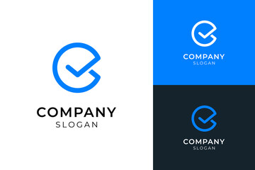 Modern letter C check mark logo design