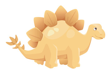 A friendly yellow stegosaurus illustration This flat vector dinosaur features plates on its back rendered in a playful cartoon style perfect for kids
