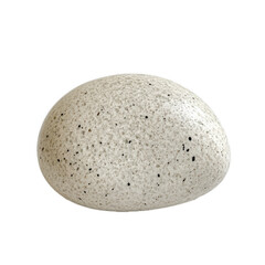 Smooth transparent quartz pebble with irregular speckles and a slightly oval form isolated on a transparent background 