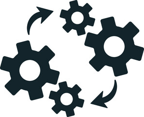 Teamwork concept with gears connecting and interacting