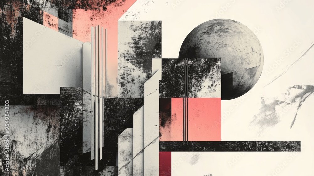 Poster a modern graphic design featuring layered textures and 3d effects, providing depth and dimension to 
