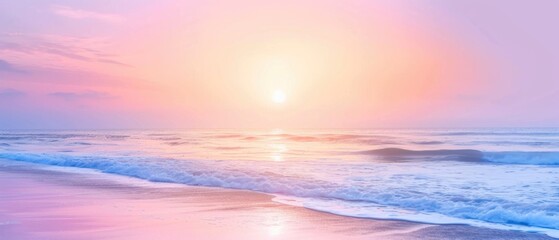 Obraz premium Serene Sunset Over a Pink and Blue Ocean