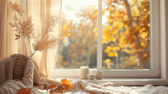 Window with fall view