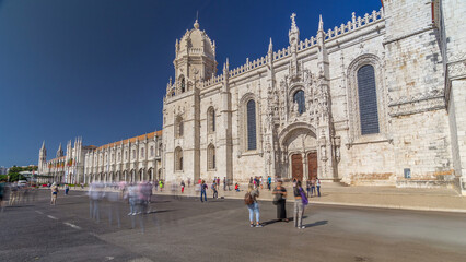 Obraz premium Hieronymites Monastery located in the Belem district of Lisbon timelapse hyperlapse, Portugal.