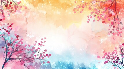 Stunning Hand Drawn Watercolor Border Background: A Delicate and Enchanting Visual Delight. Showcasing Artistry and Creativity.