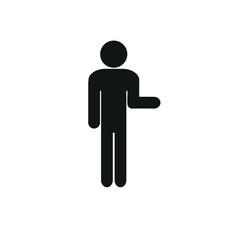 a man is standing, pointing to the side, a flat vector illustration isolated on a white background