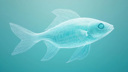 Naklejka premium A transparent fish illustration showcasing intricate details, swimming gracefully against a soft gradient background.