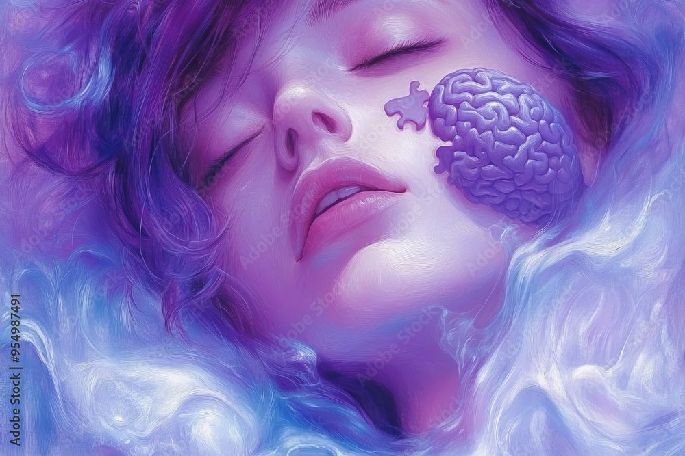 Poster multiple sclerosis retentive futuristic digital art of two brains facing each other symbolizing the 